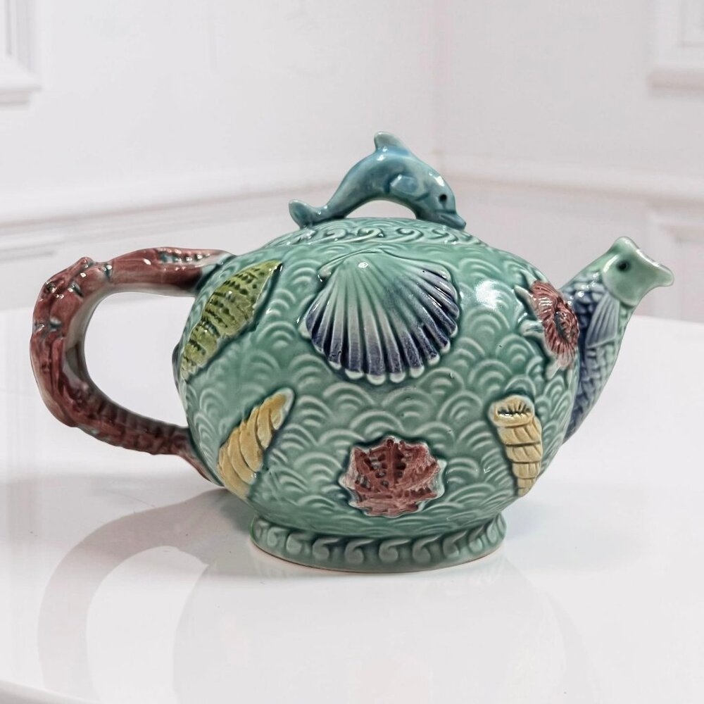 Vintage TAKAHASHI San Francisco Fish Sea Life Teapot, Hand Painted, Japan - Picture 3 of 13